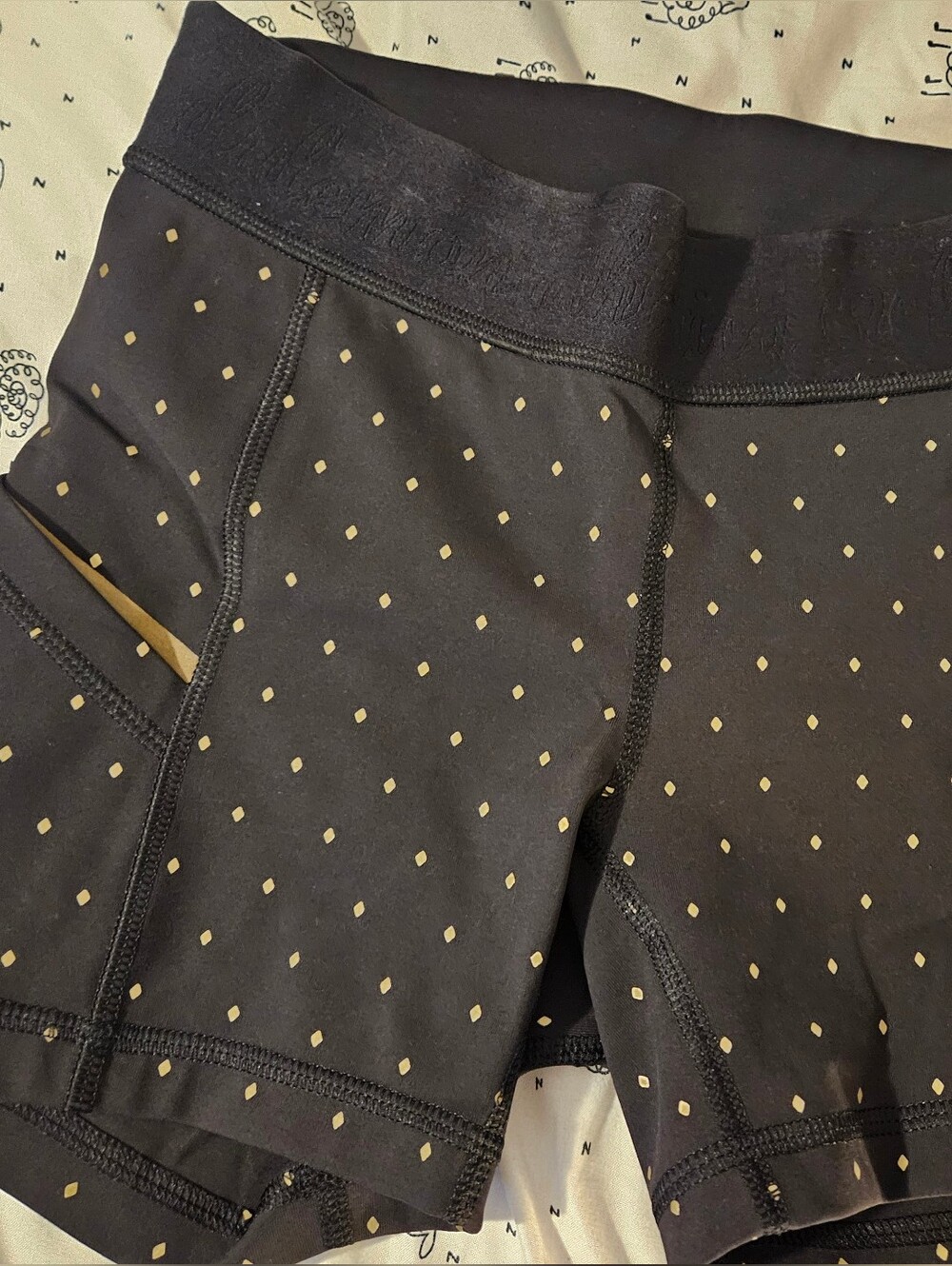 lululemon athletica Black Shorts with Gold Dot Accent